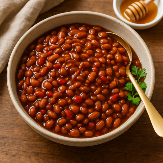 The Becoming Her Kitchen: Honey BBQ Baked Beans (Vegetarian Comfort Food)